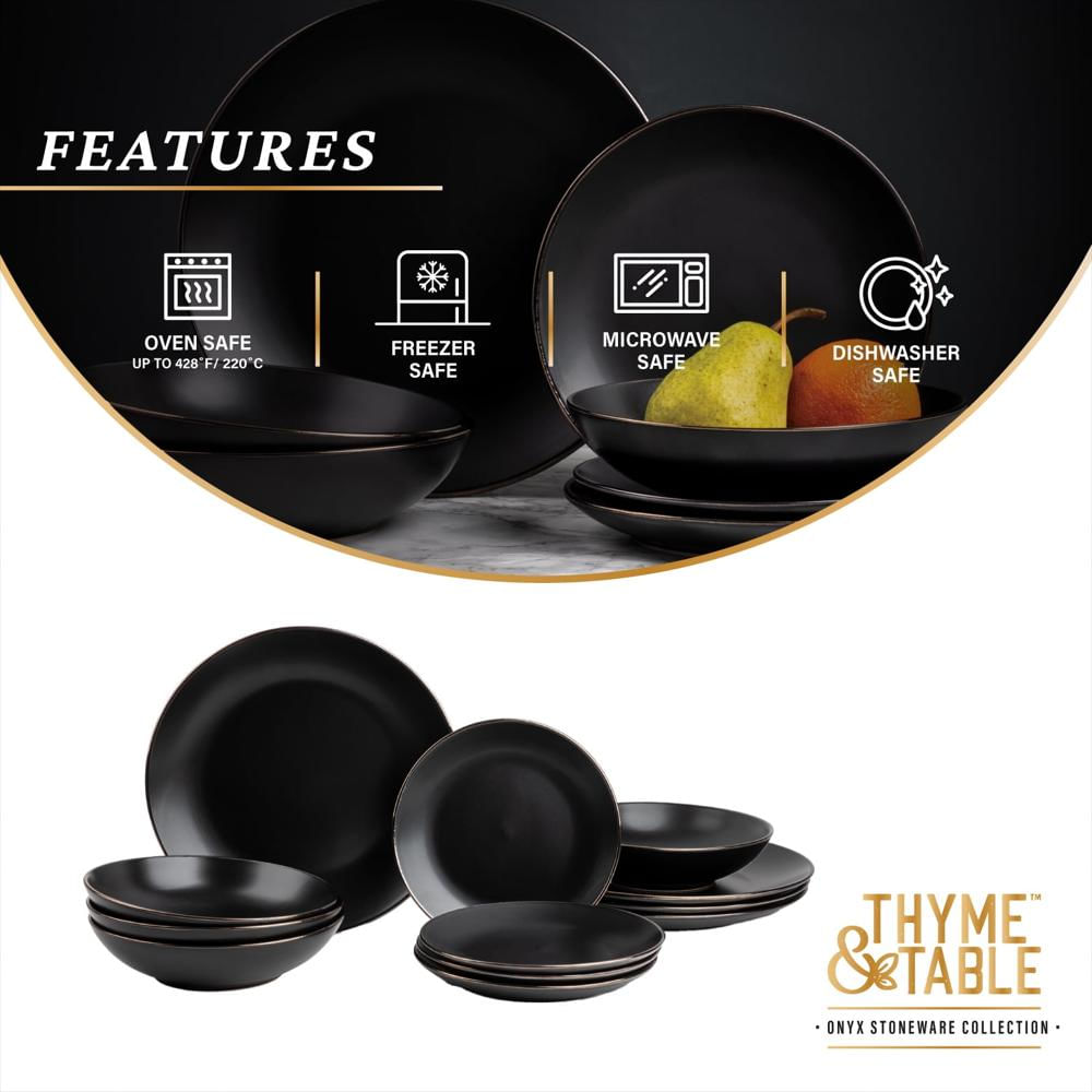 Vajilla De 12 Piezas Thyme & Table Black Onyx De Gres img #5