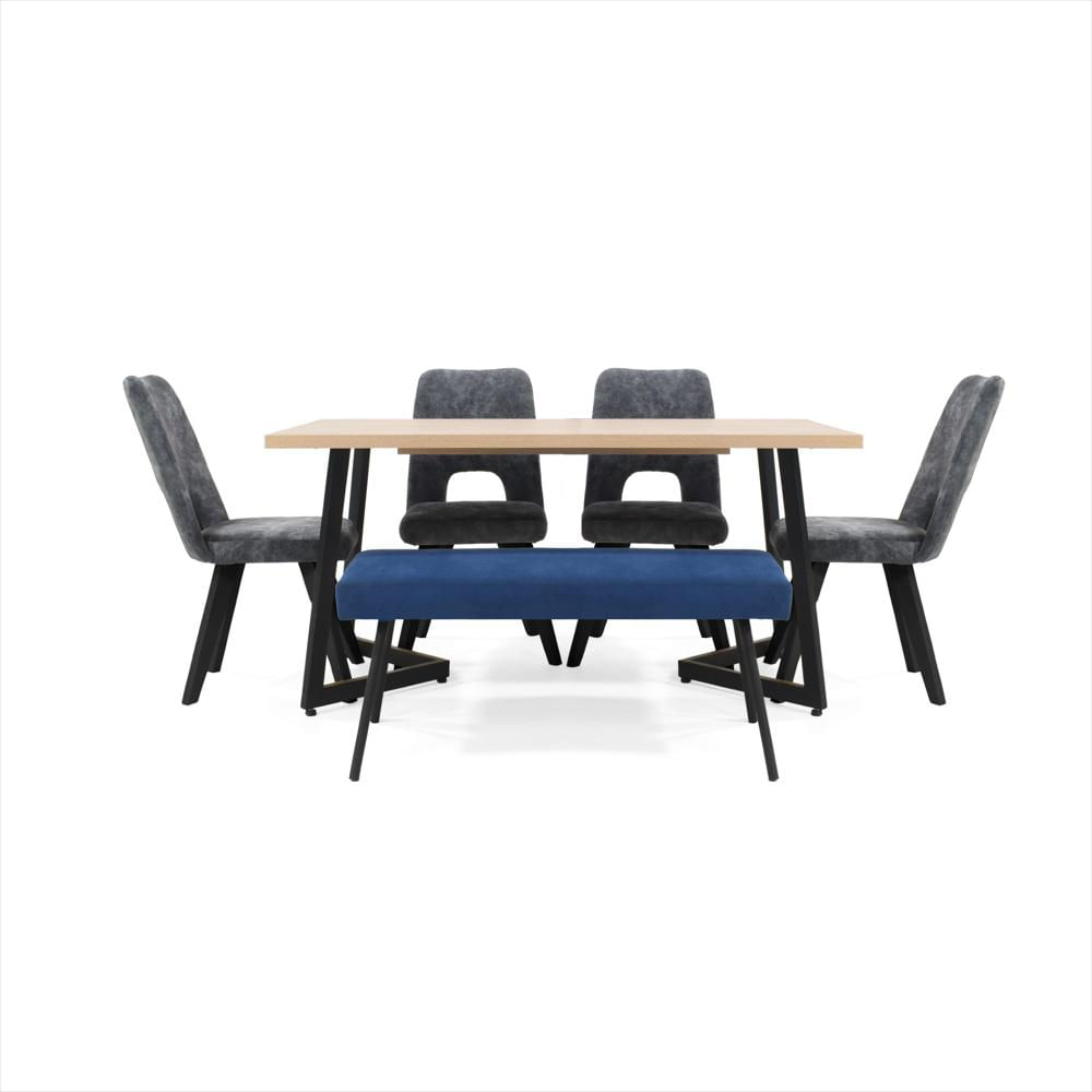 Set Comedor 6P Rio Leira Con Butaco Gris Azul