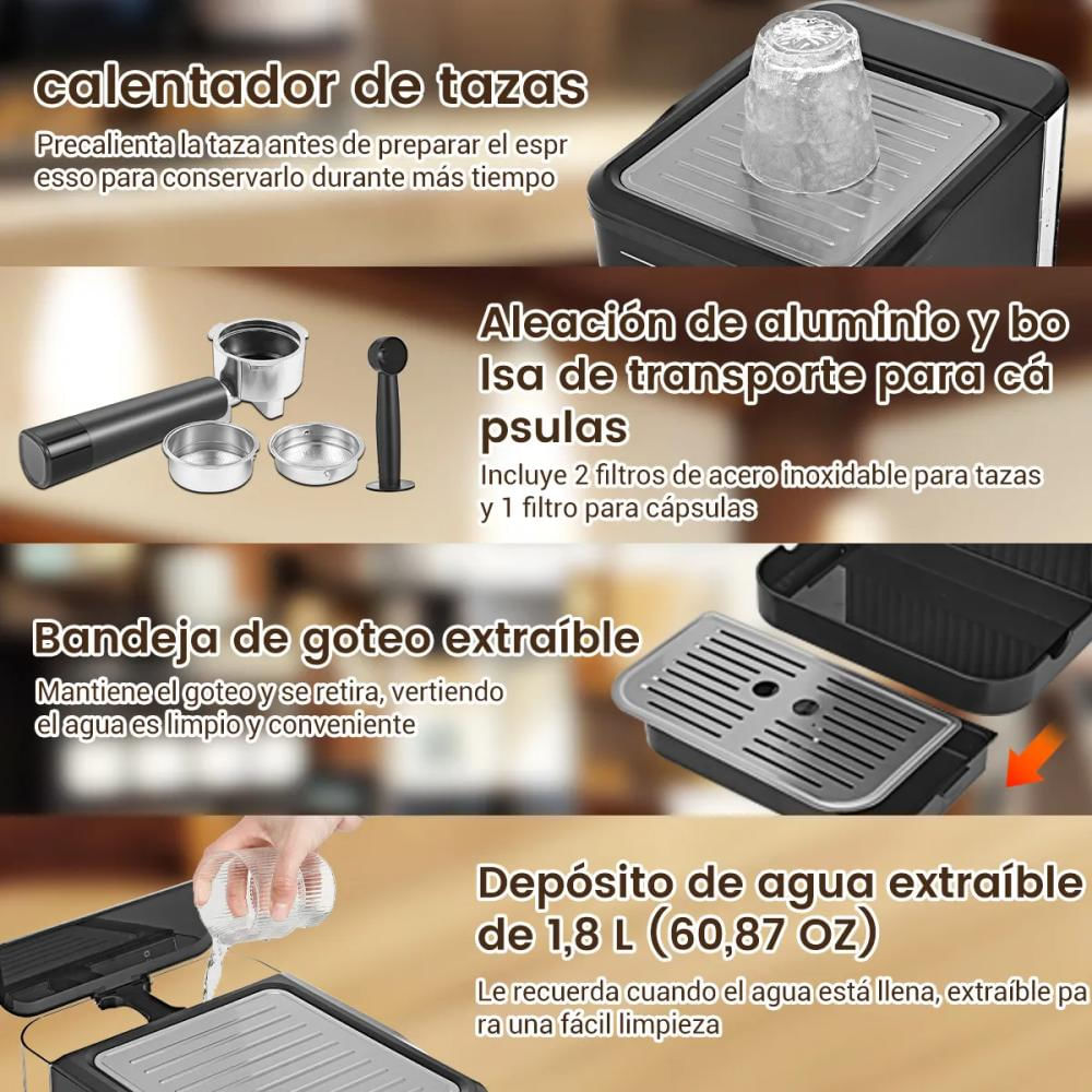 Cafetera Espresso Máquina Café Capuchino 1.8L 20 Bares 850W img #3