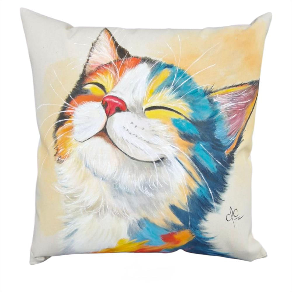 Cojin Decorativo Pintado A Mano 45X45 Cm Relleno Algodón Siliconado img #1