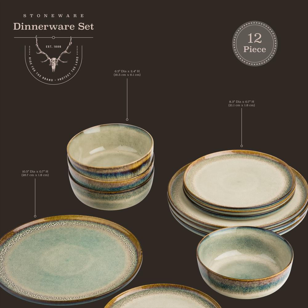 Vajilla De Cerámica Yellowstone Colección Kayce 12 Piezas