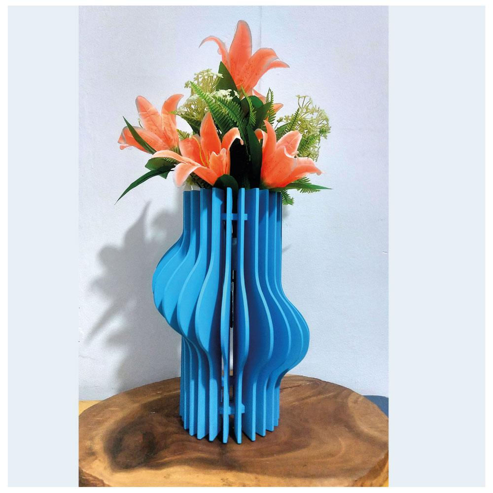 Florero Decorativo Color Azul Para Flores Secas img #1