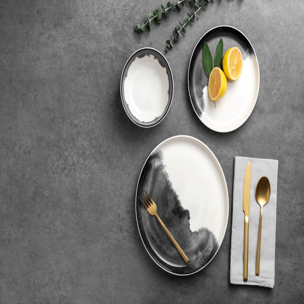 Vajilla De Gres Thyme & Table 12 Piezas Color Gris Drip img #4