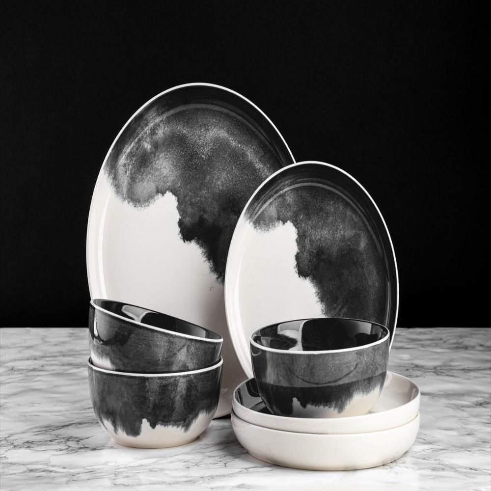 Vajilla De Gres Thyme & Table 12 Piezas Color Gris Drip img #5