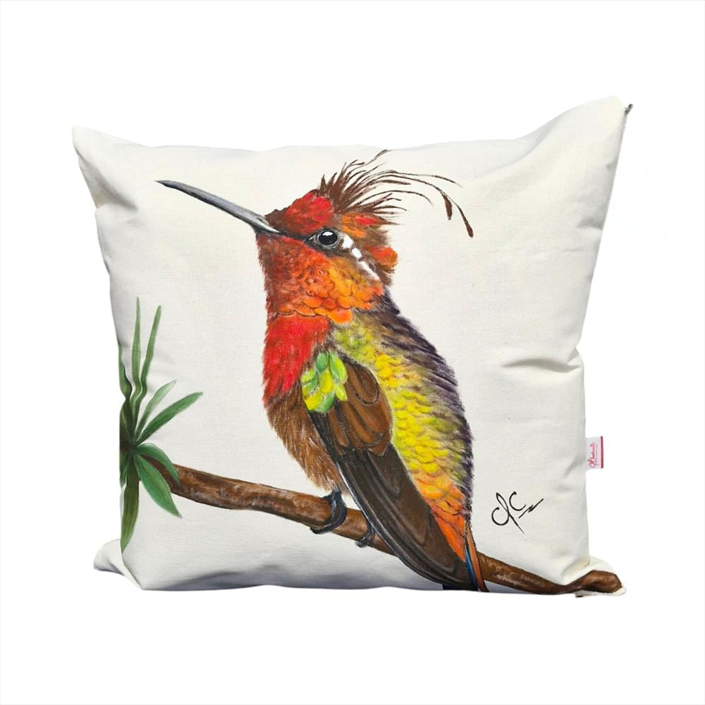 Cojin Decorativo Pintado A Mano 45X45 Cm Relleno Algodón Siliconado img #1