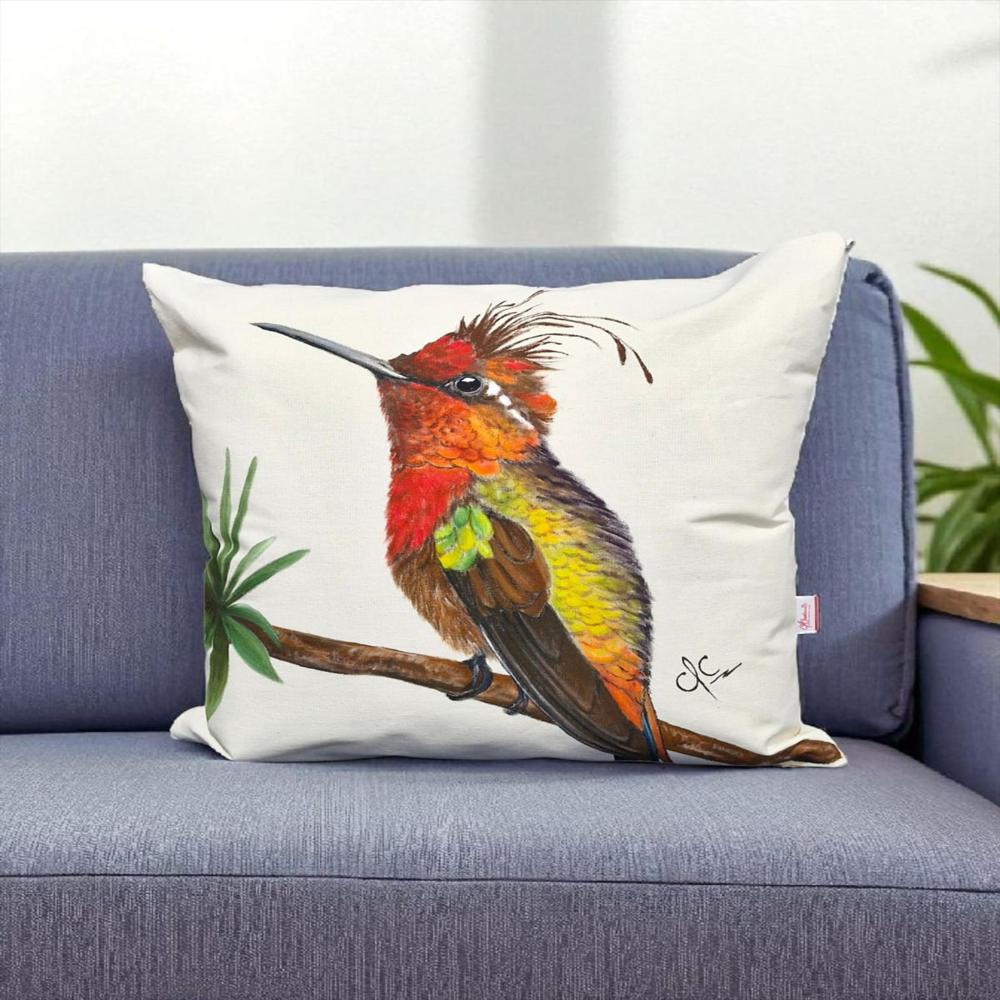 Cojin Decorativo Pintado A Mano 45X45 Cm Relleno Algodón Siliconado img #2