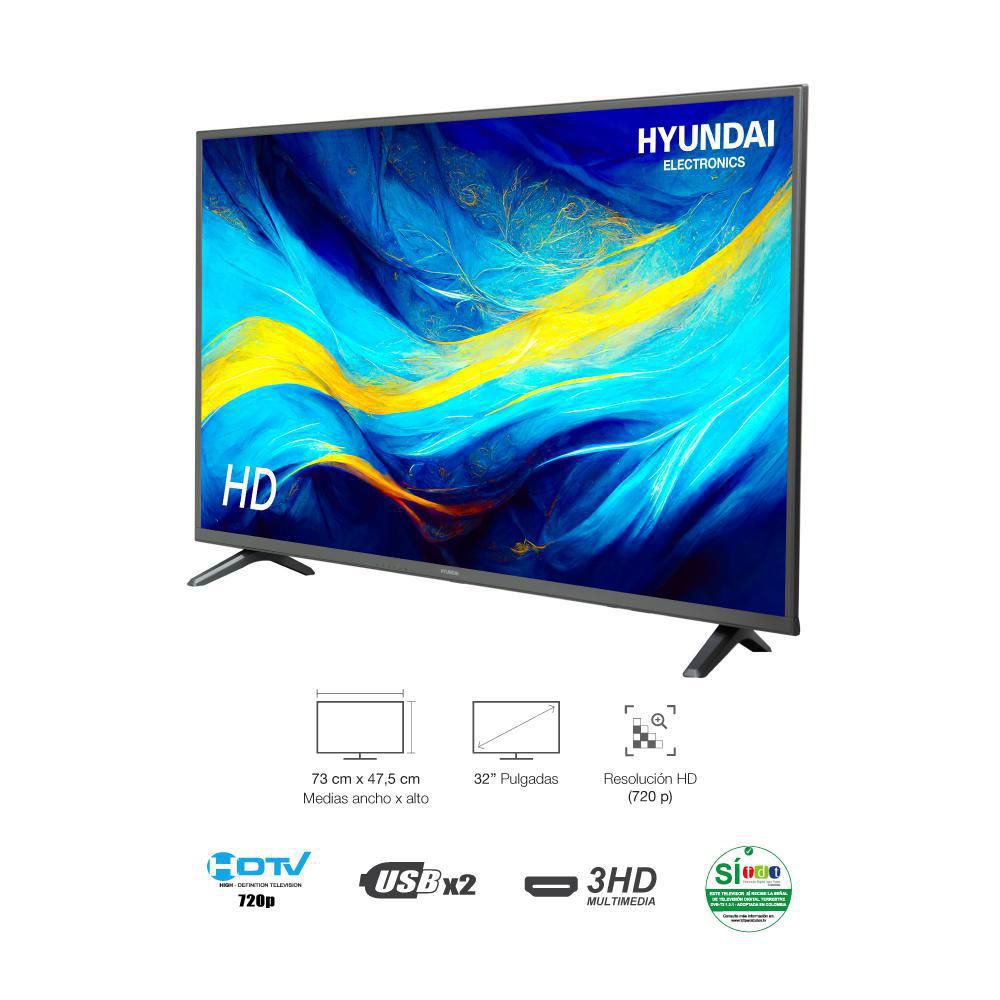 Televisor HYUNDAI 32 pulgadas LED Hd Básico HYLED3241D img #3