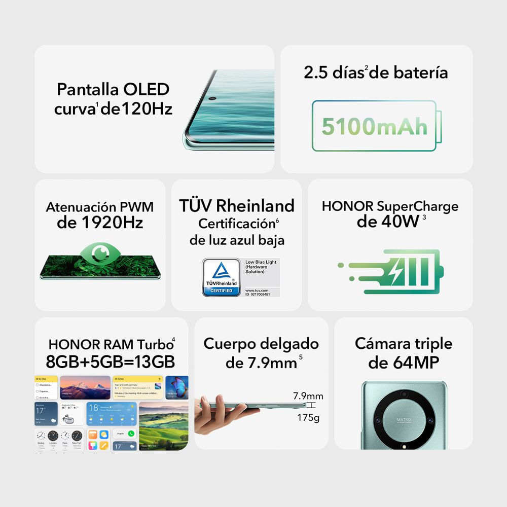 Celular HONOR Magic 5 Lite 5G 256 GB 8 GB RAM Verde + Smartwatch img #7
