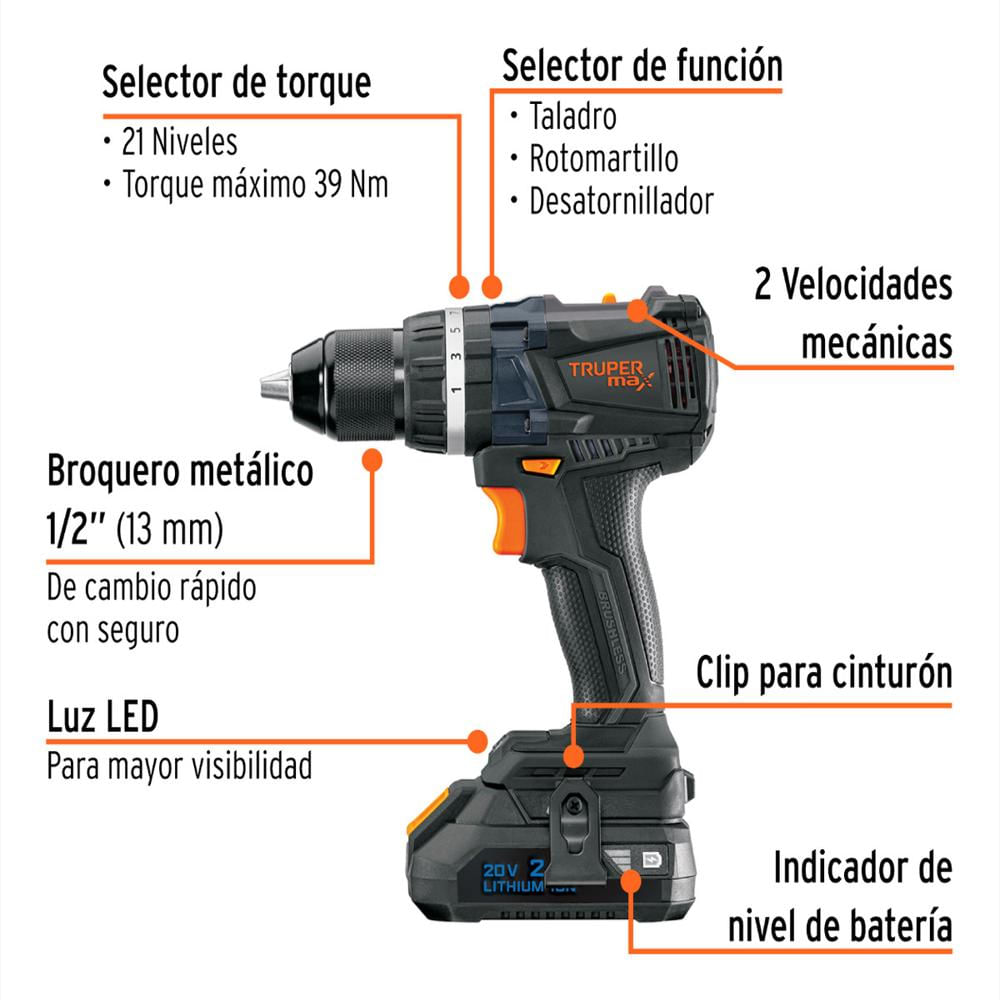 Taladro Profesional 20V Con Maletín img #2