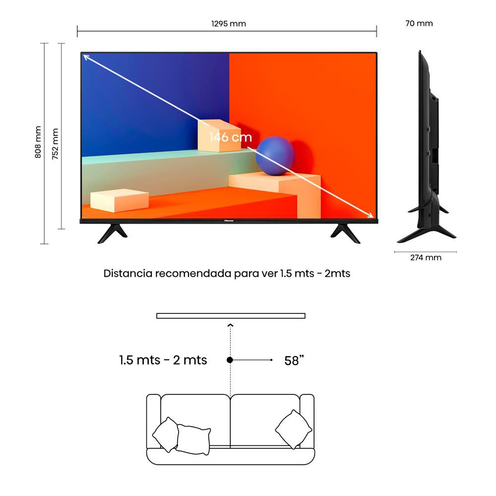 Televisor HISENSE 58 pulgadas LED Uhd4K Smart TV 58A6K img #5
