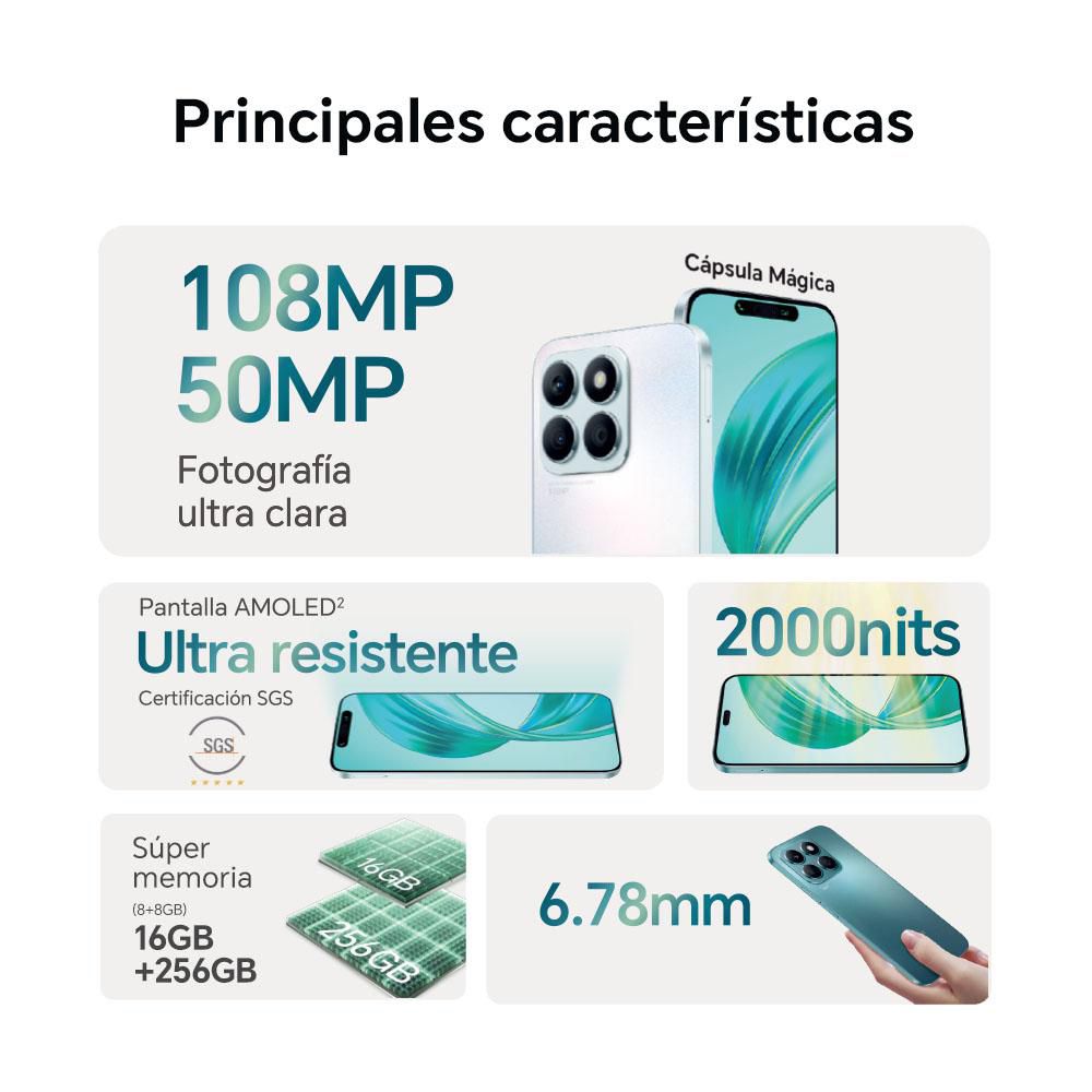 Celular HONOR X8B 256 GB 8 GB RAM Negro Medianoche + Audífonos img #7