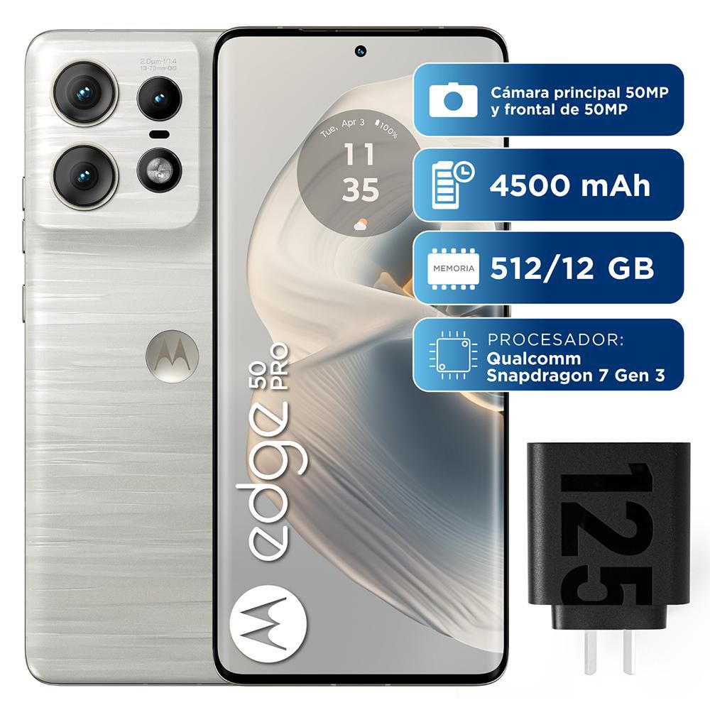 Celular MOTOROLA Moto Edge 50 Pro 512 GB 8 GB RAM Blanco Marmol img #1