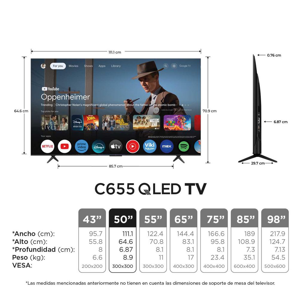 Televisor TCL 50 pulgadas QLED Uhd4K Smart TV 50C655 img #2