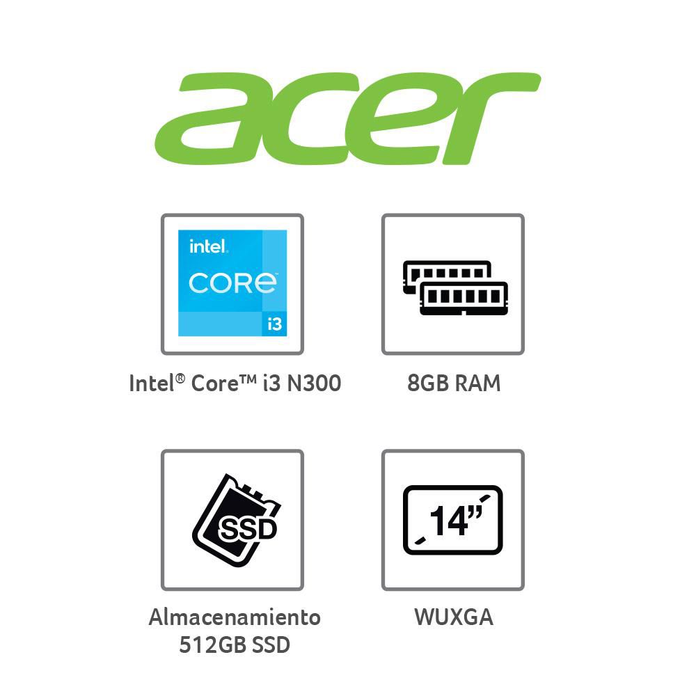 Portatil ACER Aspire Lite Intel Core i3 N300 RAM 8 GB 512 GB SSD AL1431P353Y img #7
