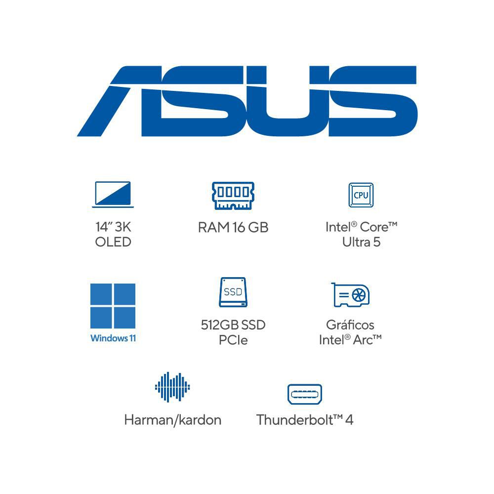 Portatil ASUS Zenbook 14 OLED Intel Core Ultra 5 125H RAM 16 GB 512 GB SSD UX3405MAPP550W img #7
