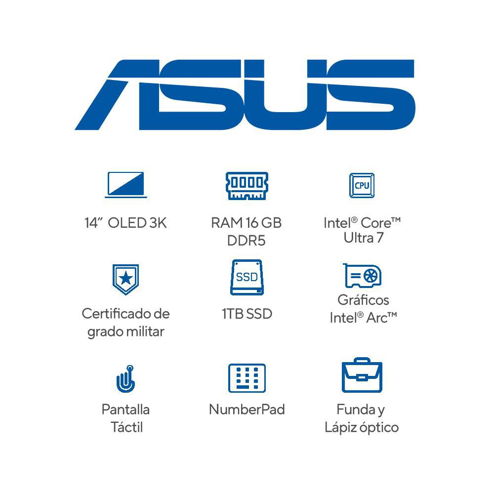 Portatil ASUS Zenbook 14 OLED Intel Core Ultra 7 155H RAM 16 GB 1 TB SSD UX3405MAPZ420W img #7