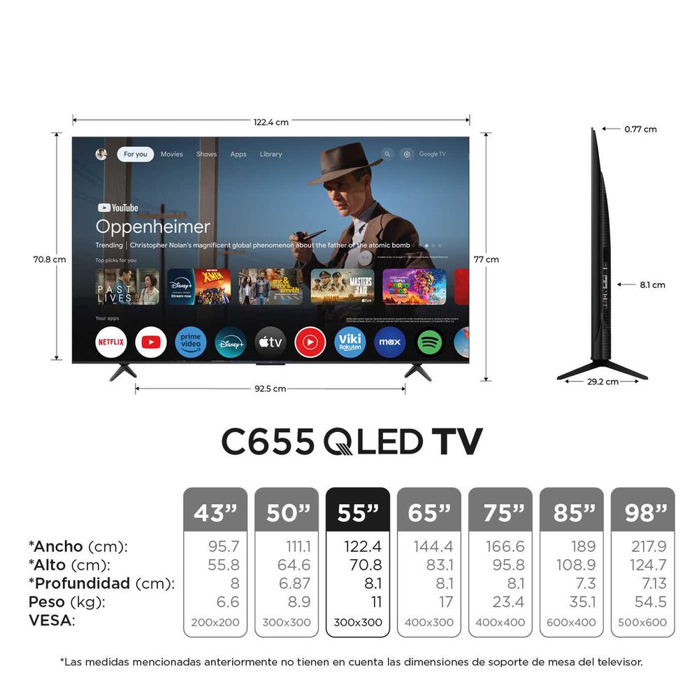 Televisor TCL 55 pulgadas QLED Uhd4K Smart TV 55C655 img #2