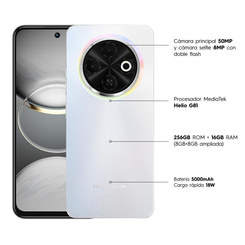 Celular TECNO MOBILE  SPARK 30C 256 GB 4 GB RAM Blanco