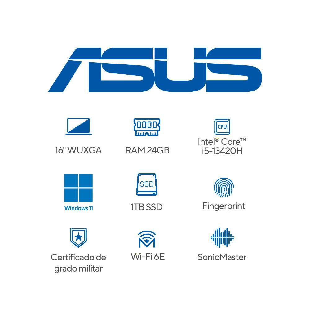 Portatil ASUS Vivobook 16 Intel Core i5 13420H RAM 24 GB 1 TB SSD X1605VAMB1192W img #7