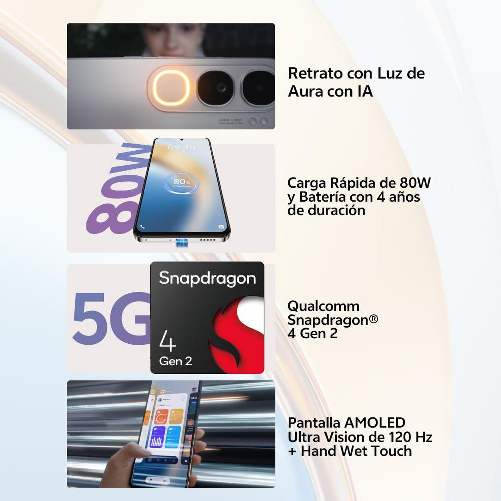 Celular VIVO V40 SE 5G 256GB 256 GB 8 GB RAM Negro  + Smartwatch img #2