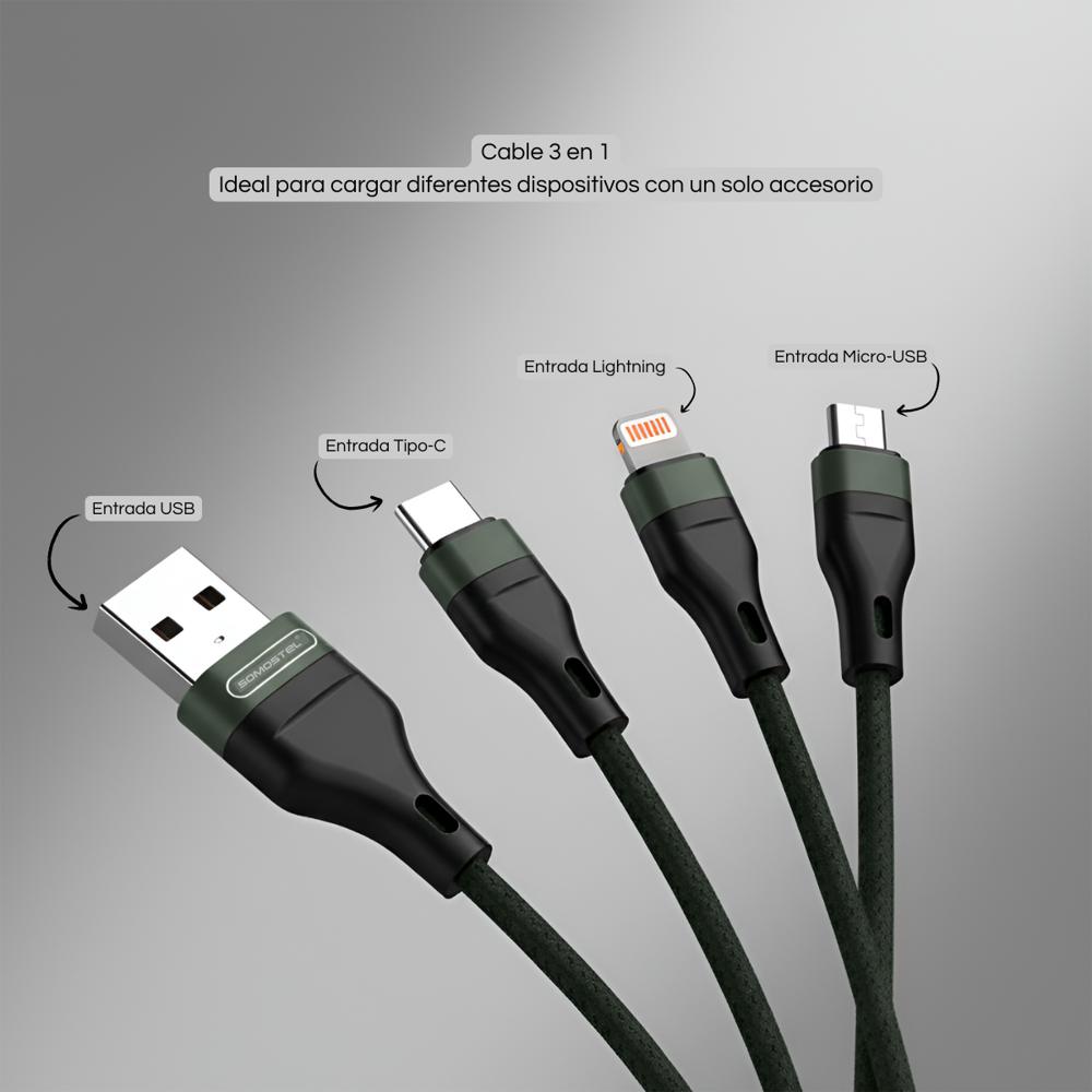 Cargador 3 En 1 Carga Rápida Usb/Lighting/Microusb/Usb C Pd img #2
