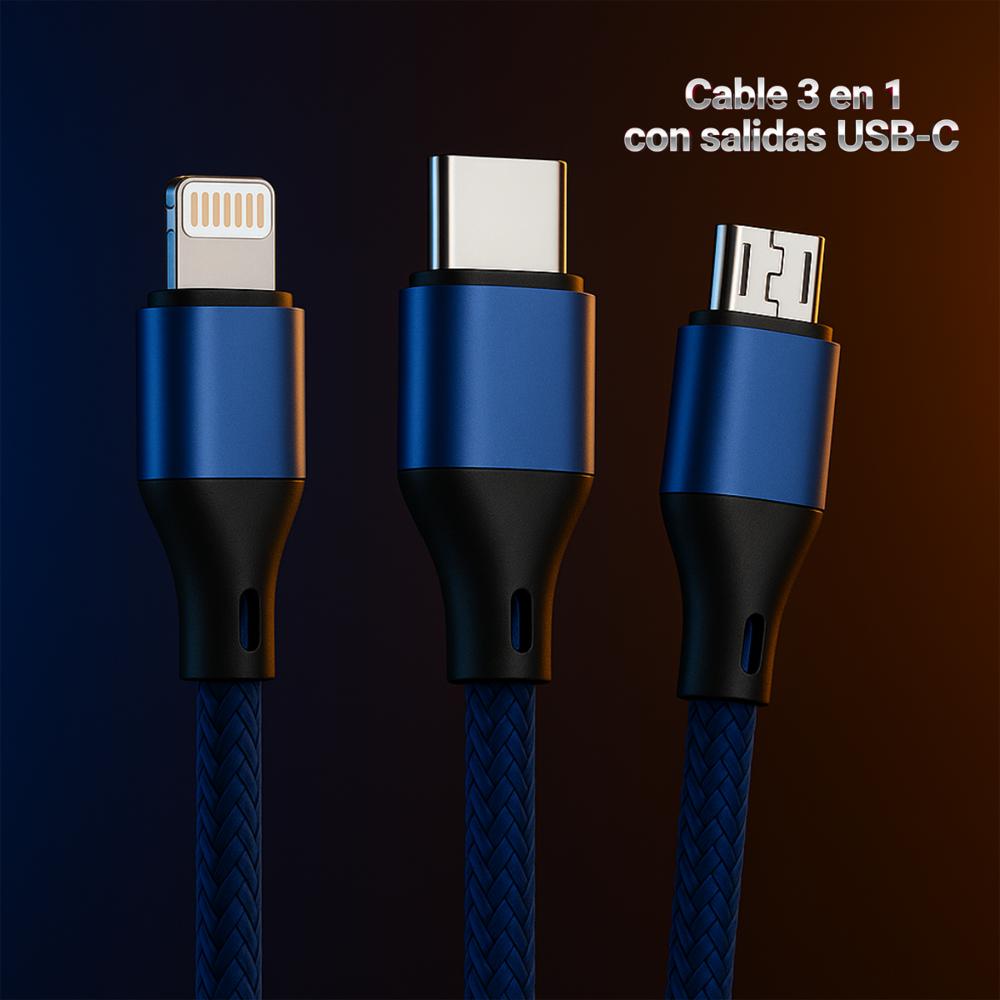 Cargador 3 En 1 Carga Rápida Usb/Lighting/Microusb/Usb C Pd img #3