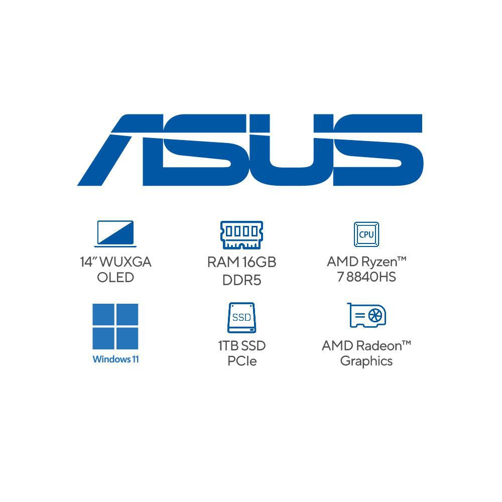 Portatil ASUS Zenbook 14 OLED AMD Ryzen 7 8840HS RAM 16 GB 1 TB SSD UM3406HAQD107W img #6