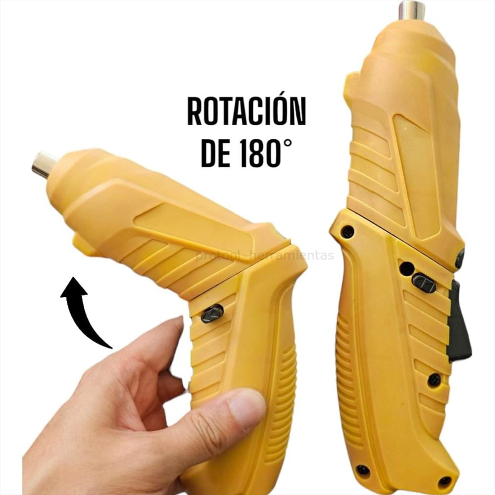 Destornillador Inalámbrico Amarillo Con Rotación 180° img #1