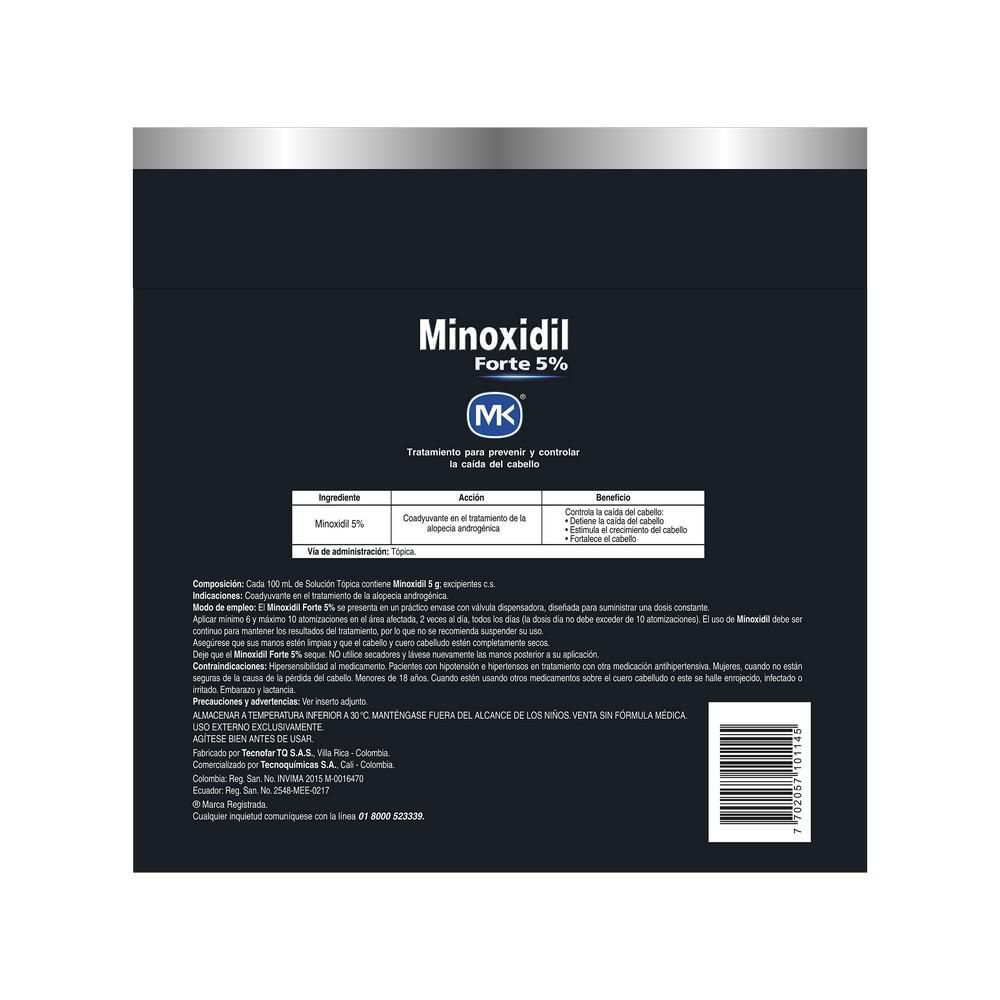 Tratamiento capilar Minoxidil Forte MK 5% TQ frasco (180  ml) img #3