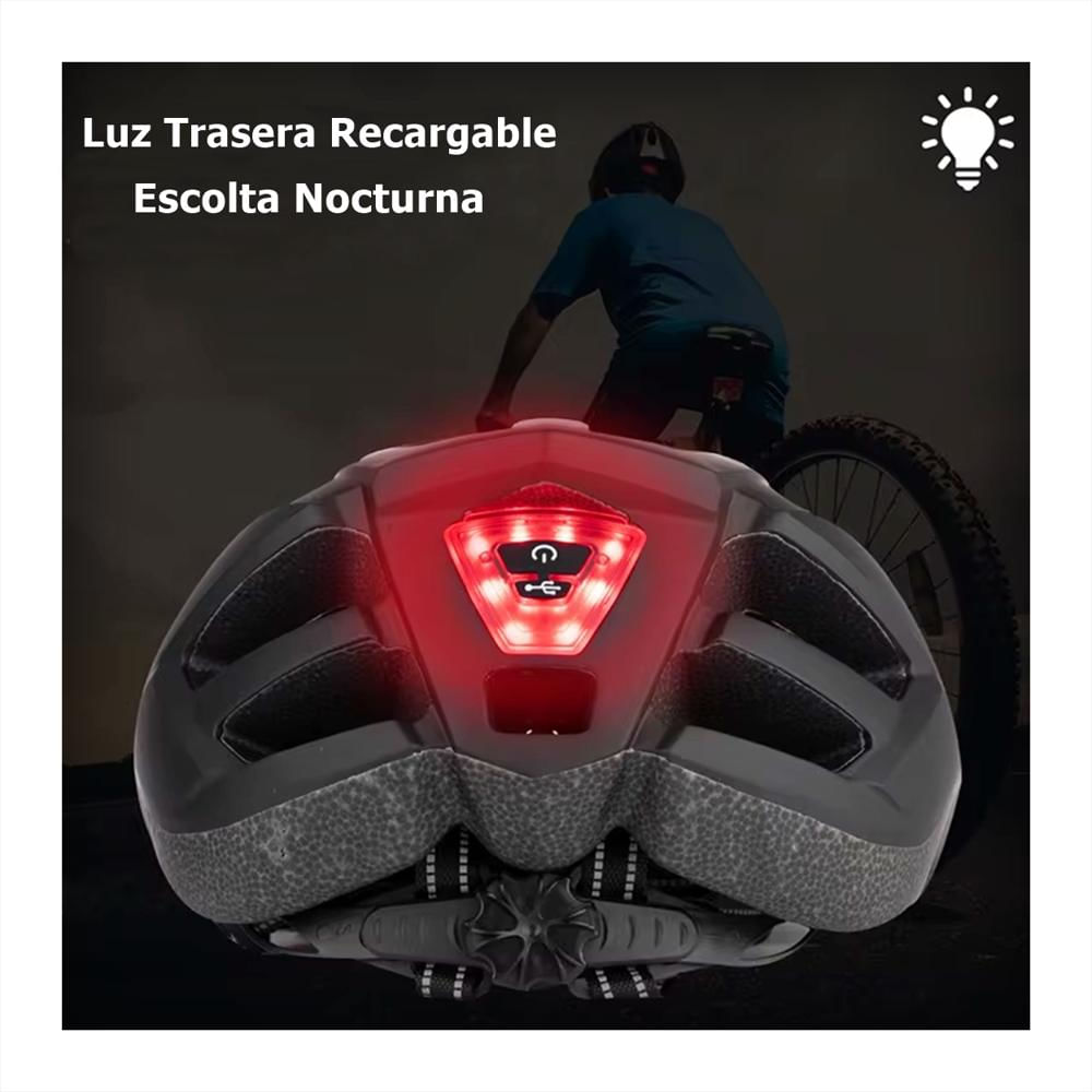 Casco De Seguridad Unisex Para Ciclismo Con Luz Trasera img #3