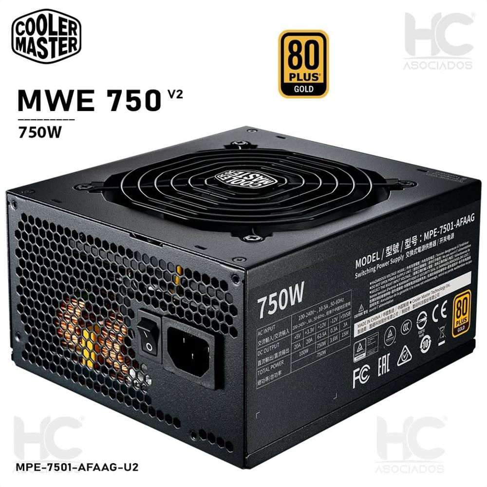 Fuente Poder Cooler Master Mwe 750W (Mpe 7501 Afaag U2) V2 / Full Modular / 80 Plus / Gold img #2