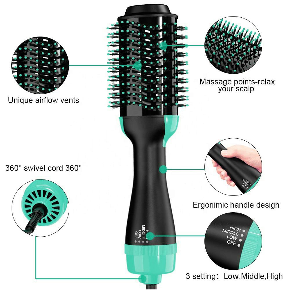Cepillo Secador 2 En 1 Anti Frizz Celeste img #2