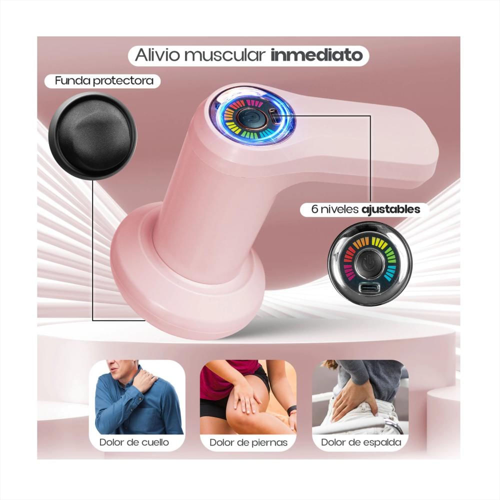 Masajeador Corporal 5 Cabezales Inalambrico 5 Carga Usb Yx 720 Rosa img #2