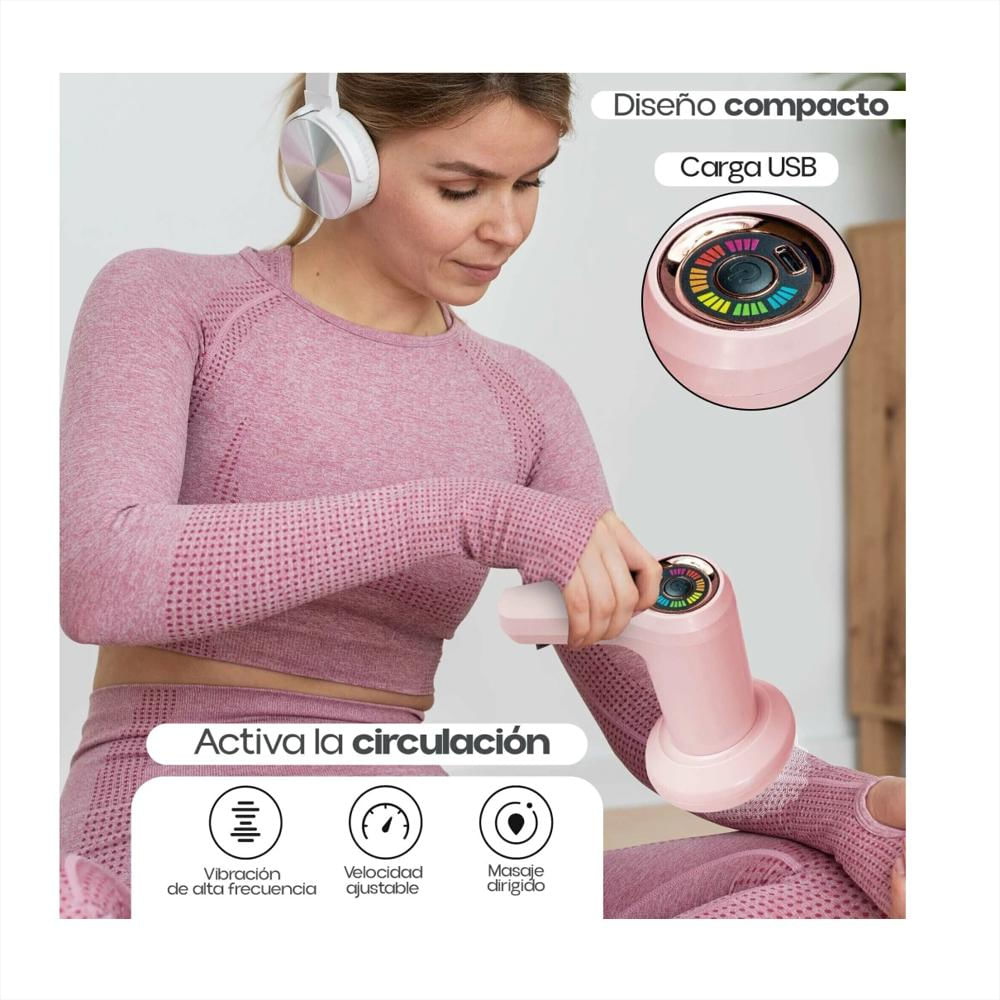 Masajeador Corporal 5 Cabezales Inalambrico 5 Carga Usb Yx 720 Rosa img #3