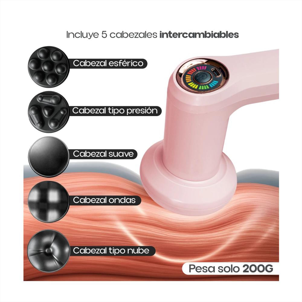 Masajeador Corporal 5 Cabezales Inalambrico 5 Carga Usb Yx 720 Rosa img #4