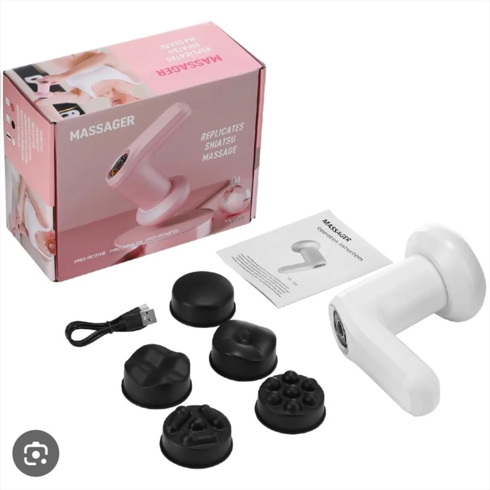 Masajeador Corporal Inalambrico 5 Cabezales Carga Usb Yx 720 Blanco img #1