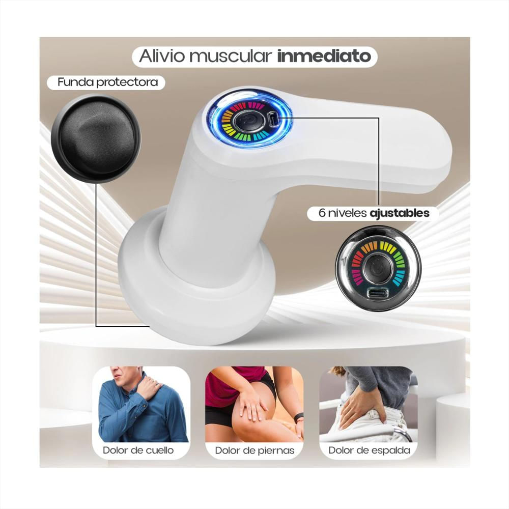 Masajeador Corporal Inalambrico 5 Cabezales Carga Usb Yx 720 Blanco img #2