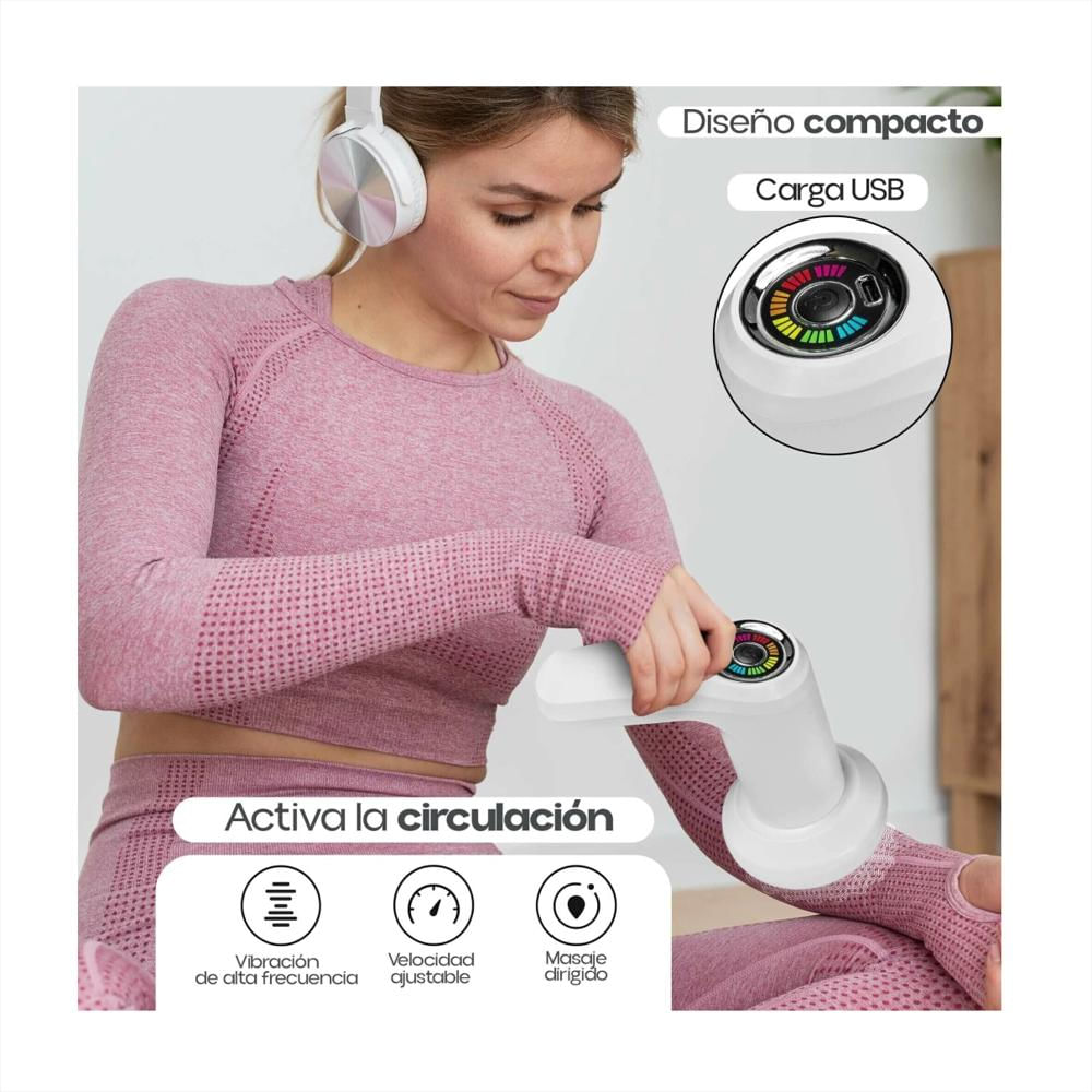 Masajeador Corporal Inalambrico 5 Cabezales Carga Usb Yx 720 Blanco img #3