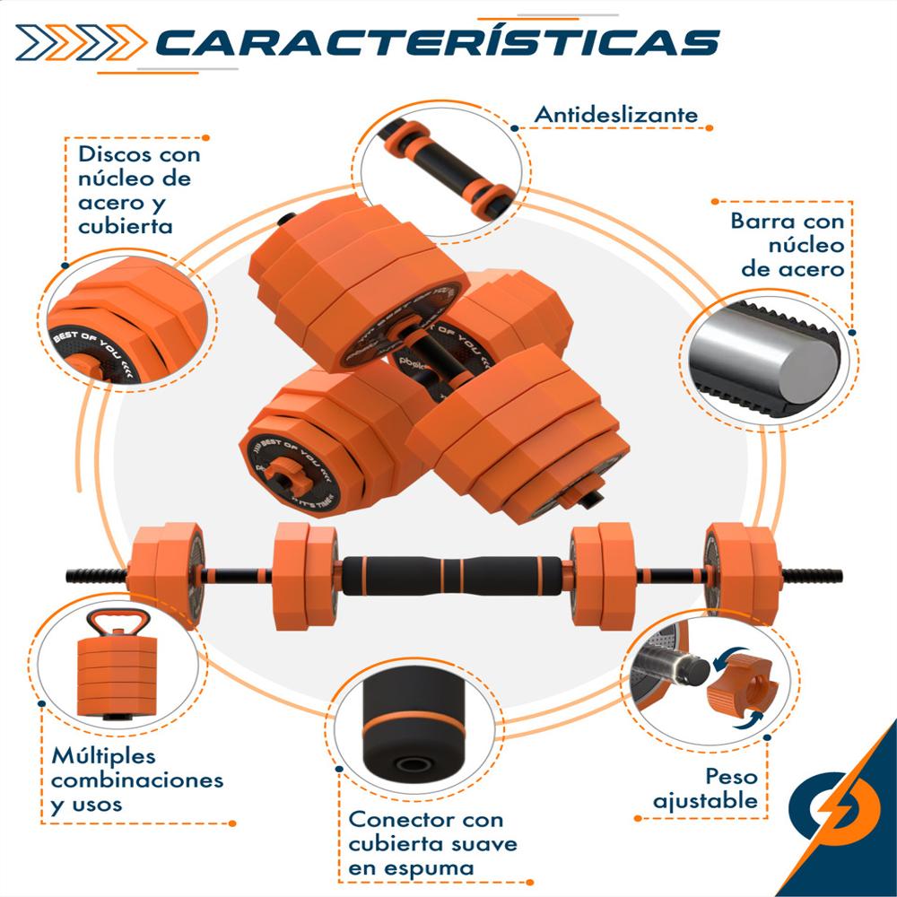 Kit Mancuernas Pesas Ajustables De 40Kg img #5