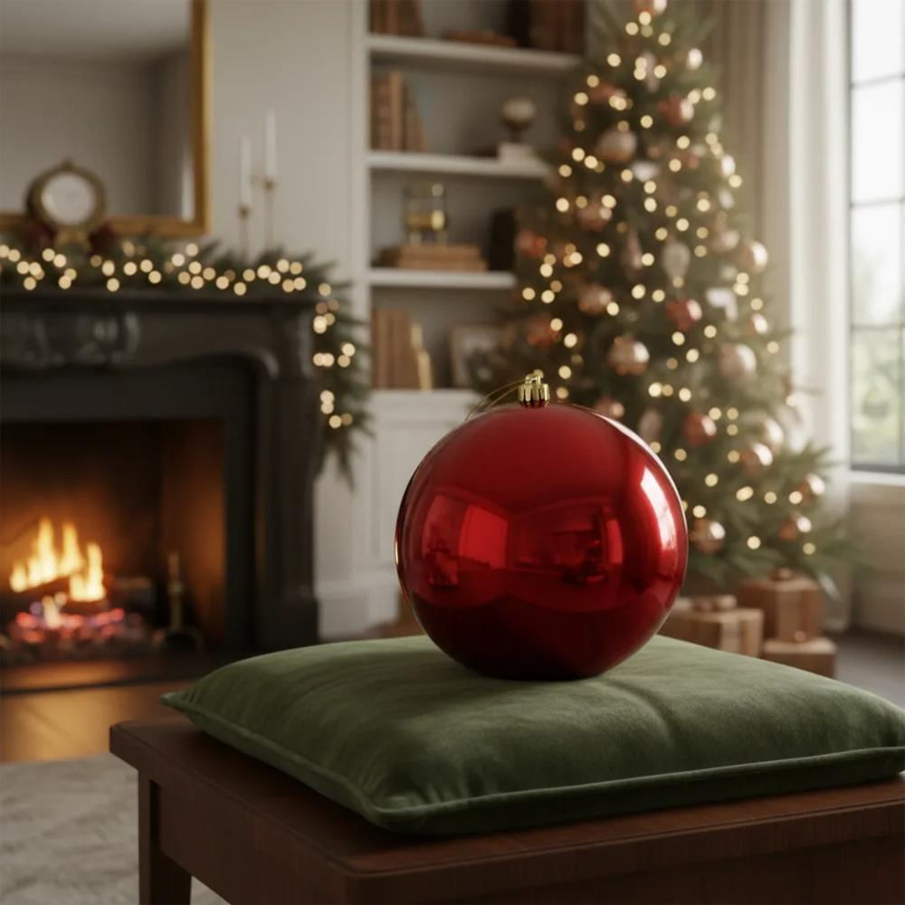 Bola De Navidad 20 Cms Color Rojo Brillante Perlada Decoración img #2