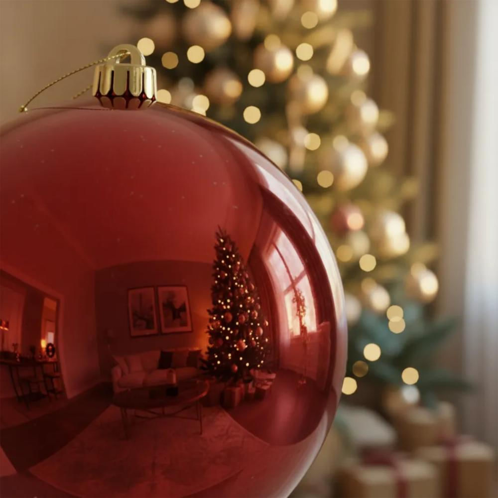 Bola De Navidad 20 Cms Color Rojo Brillante Perlada Decoración img #3