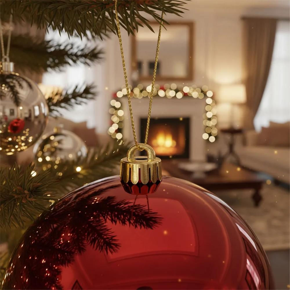 Bola De Navidad 20 Cms Color Rojo Brillante Perlada Decoración img #4