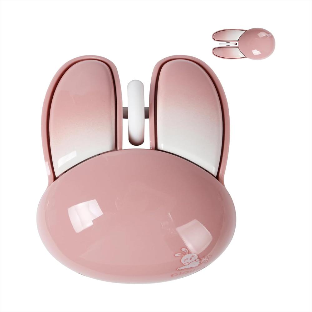 Mouse Inalámbrico Silencioso Forma De Conejo Rosa Y Negro img #3