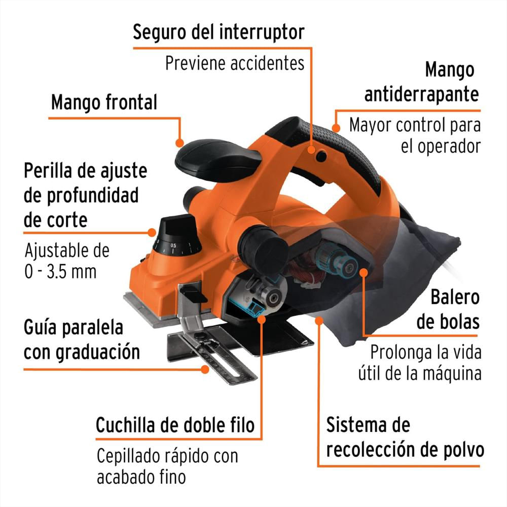 Cepillo Eléctrico Con Cuchillas De Carburo 850W img #1