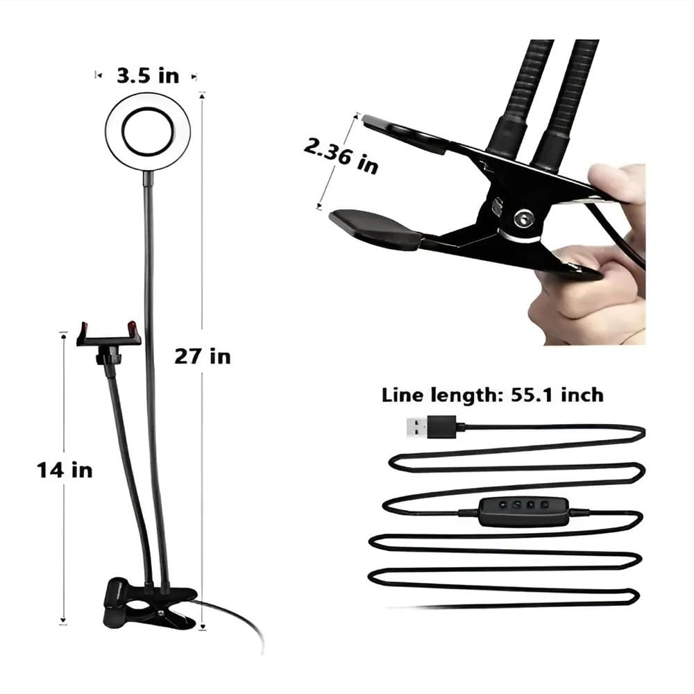 Luz Led Selfie Aro Redondo Soporte Celular Usb Control img #4