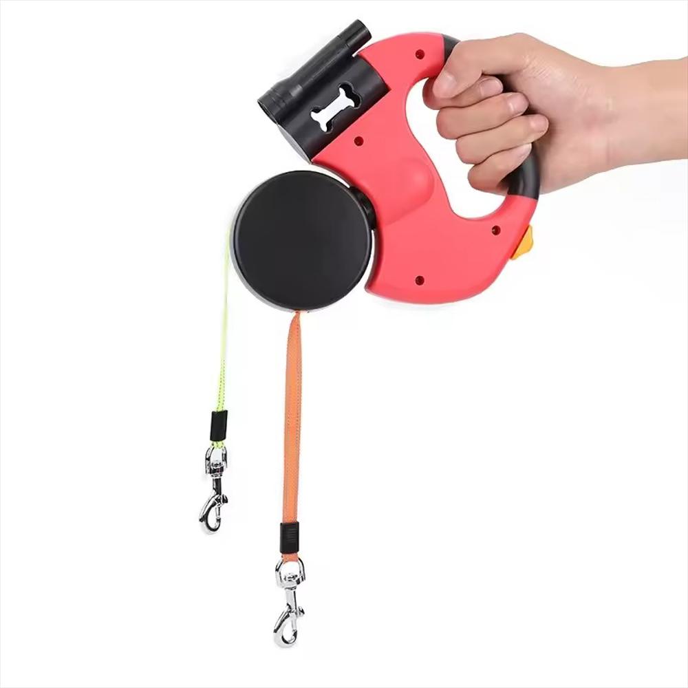 Correa Retráctil Doble Perro 360° Deposito Bolsa/Luz Led img #1