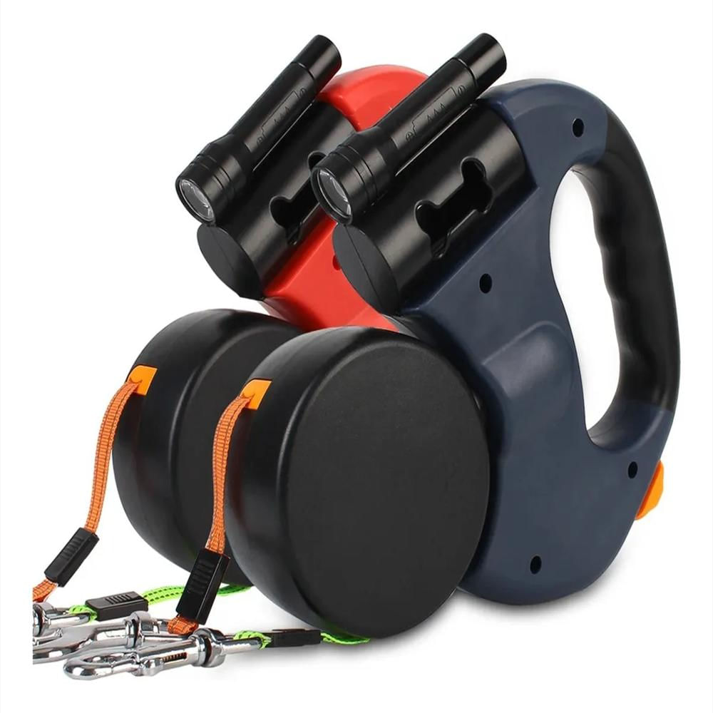 Correa Retráctil Doble Perro 360° Deposito Bolsa/Luz Led img #3