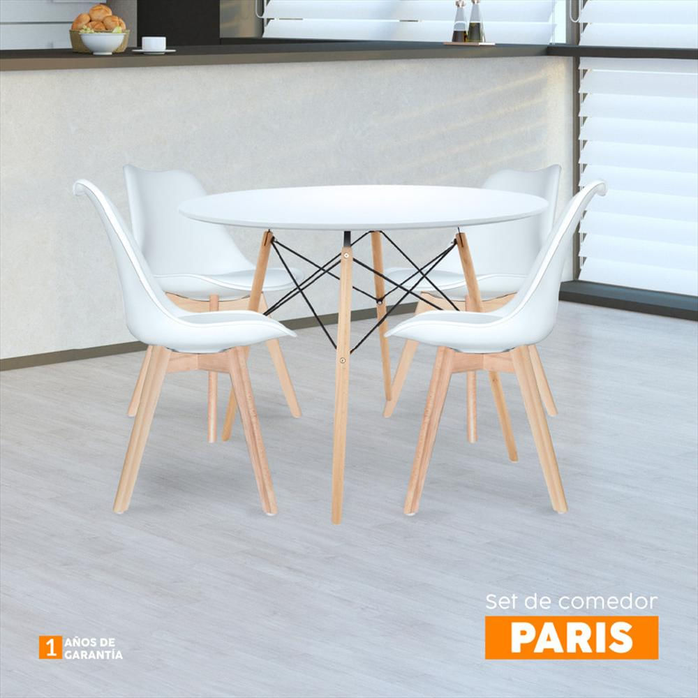 Juego De Comedor Paris Blanco 4 Puestos img #5