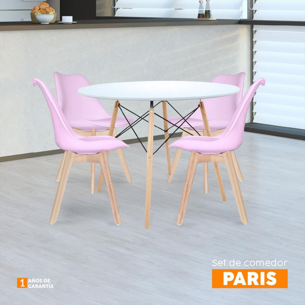 Juego De Comedor Paris Rosa 4 Puestos img #5