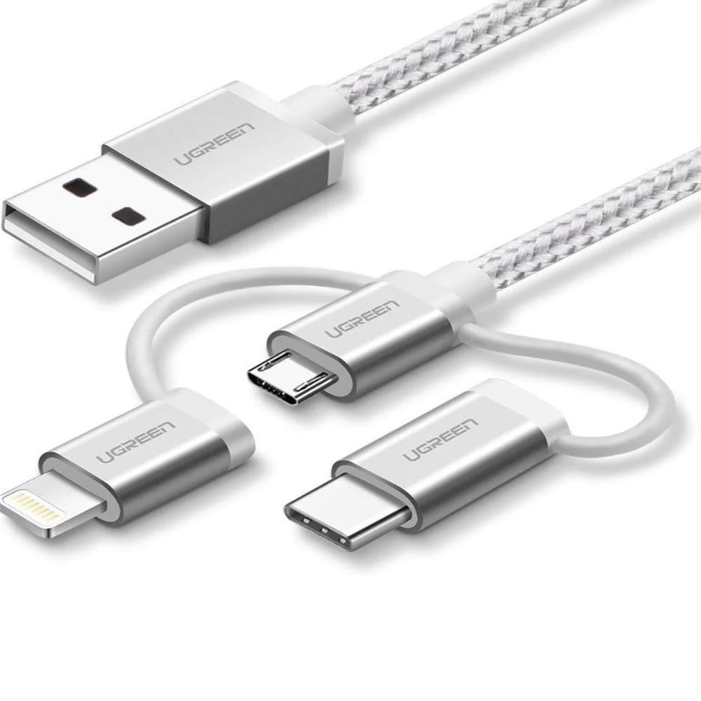 Cable Lightning+Micro Usb+Type C (3 In 1) 1.5Mt Ugreen 50203 img #3